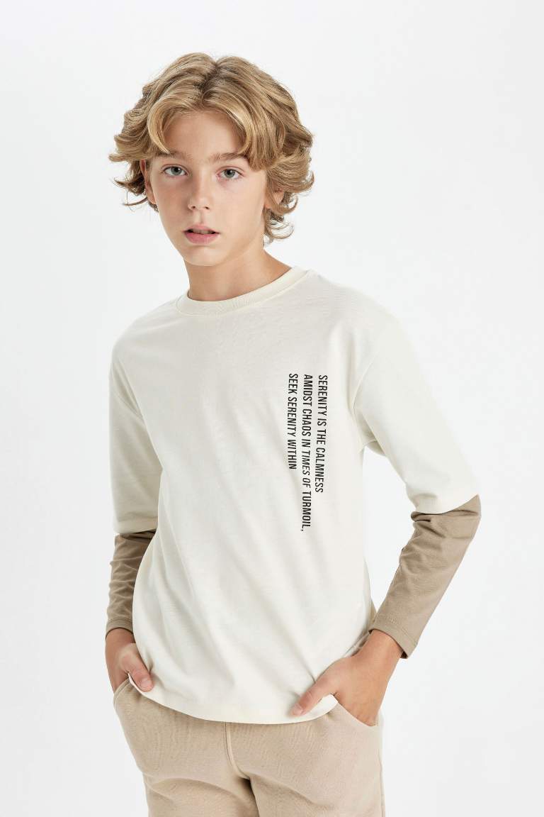 Boy Oversize Fit Crew Neck Back Printed T-Shirt