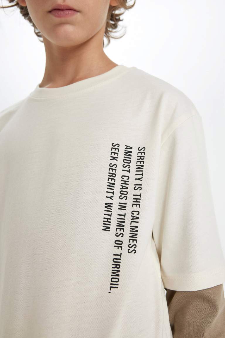 Boy Oversize Fit Crew Neck Back Printed T-Shirt