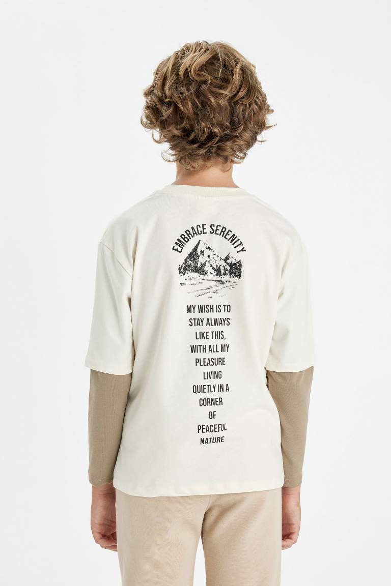 Boy Oversize Fit Crew Neck Back Printed T-Shirt