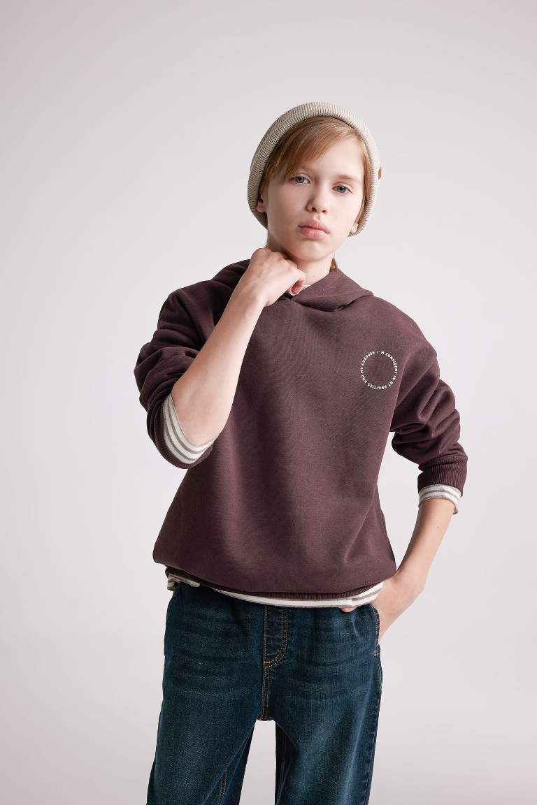 Boy Oversize Fit Hooded Sweatshirt