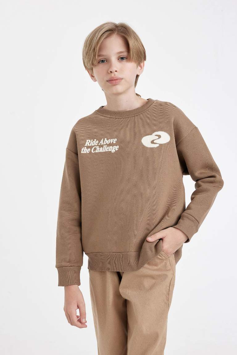 Boy Oversize Fit Crew Neck Printed Sweatshirt