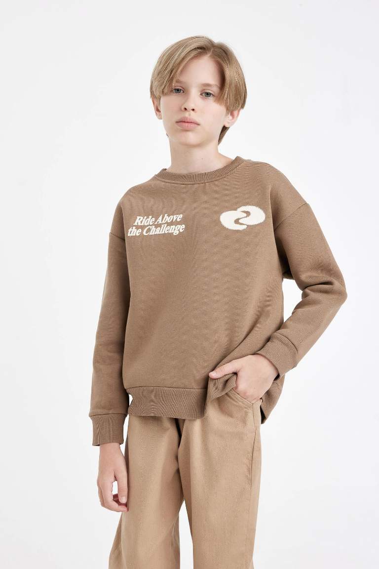 Boy Oversize Fit Crew Neck Printed Sweatshirt