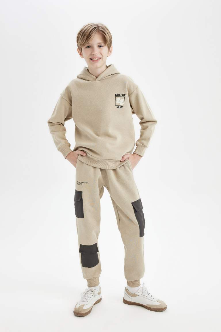 Boy Printed Elastic Waist Leg Jogger Cargo Sweatpants