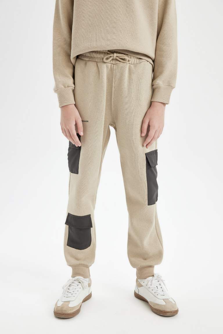 Boy Printed Elastic Waist Leg Jogger Cargo Sweatpants