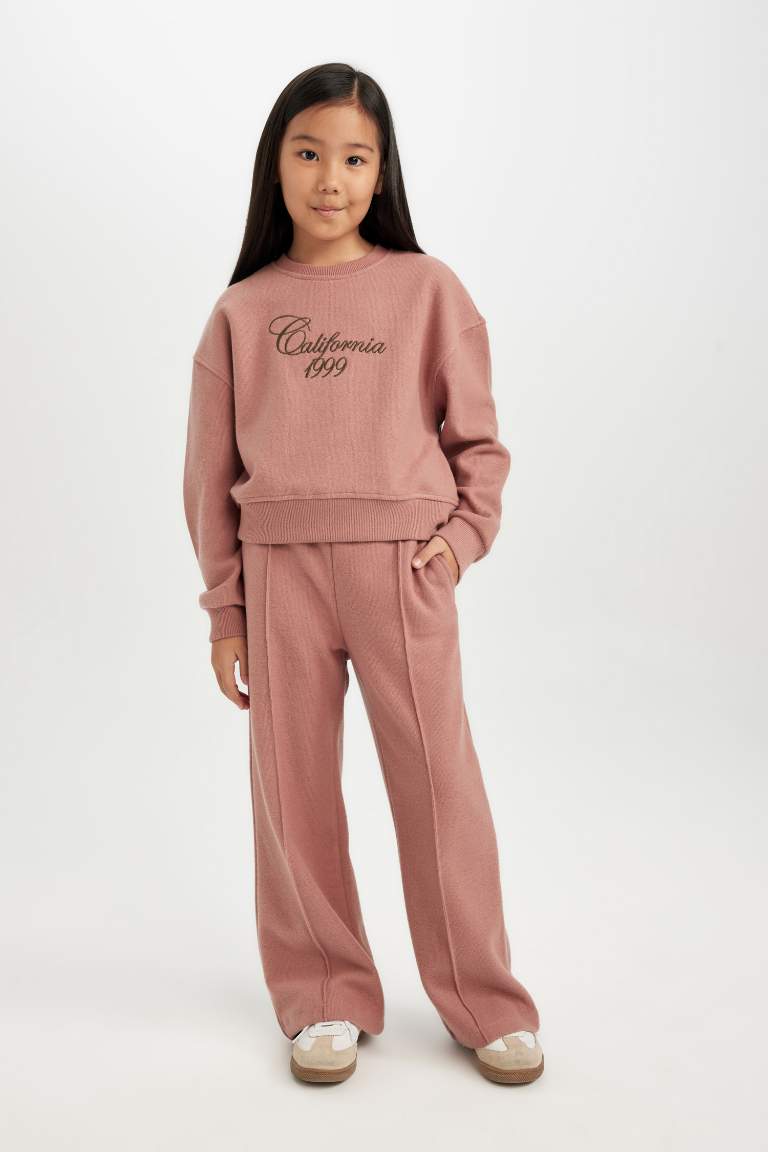 Girl Wide Leg Elastic Waist Sweatpants