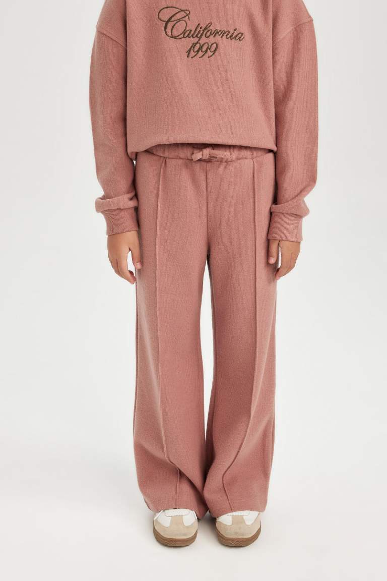 Kız Çocuk Wide Leg Geniş Bol Paça Beli Lastikli Eşofman Altı