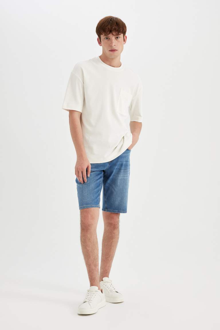 Short en jean à coupe régulière