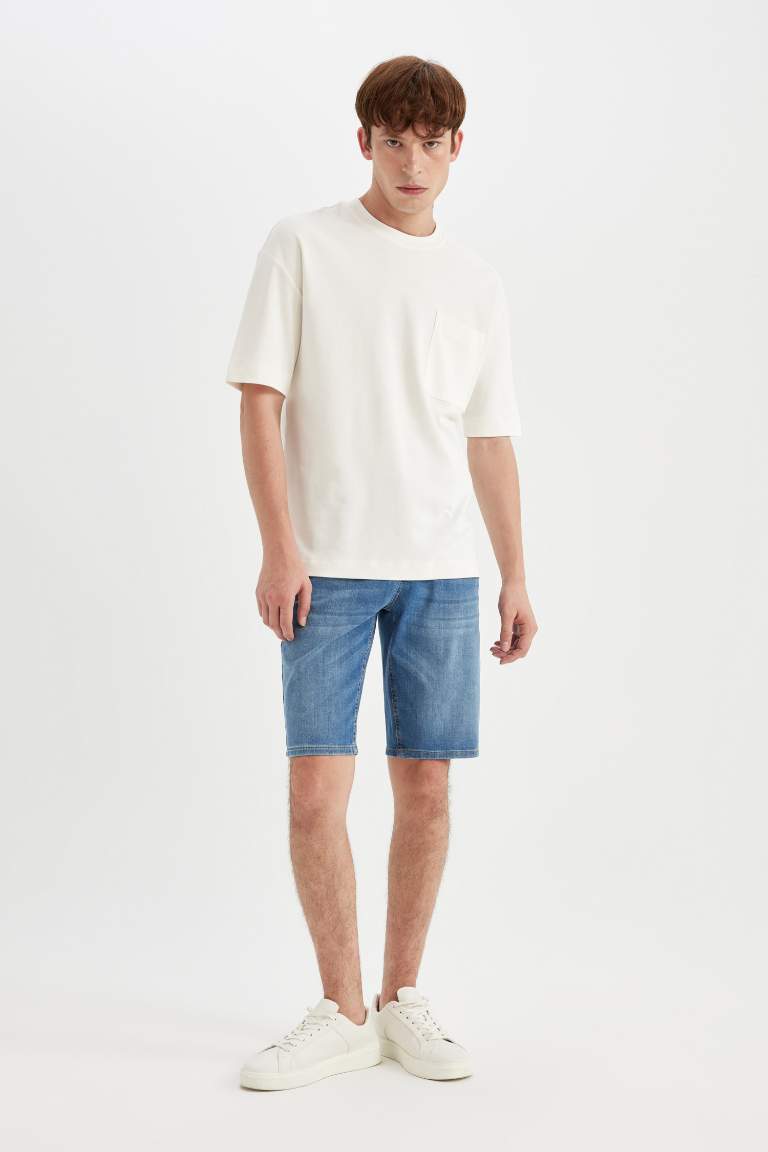 Short en jean à coupe régulière