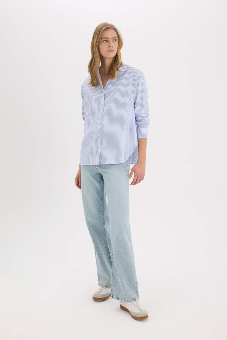 Chemise oversize en Oxford rayée à manches longues