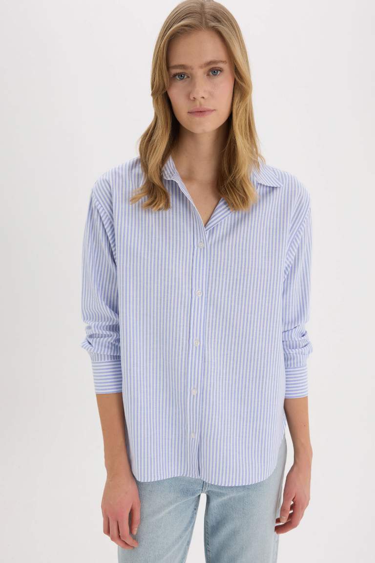 Chemise oversize en Oxford rayée à manches longues