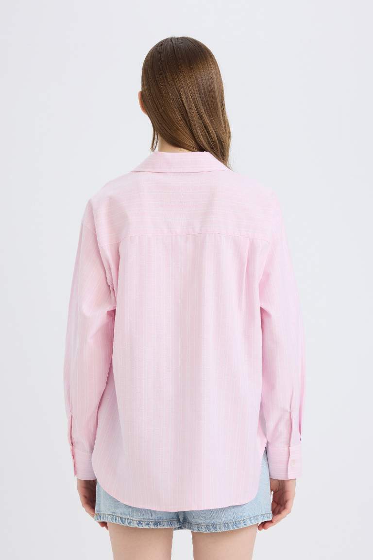 Chemise oversize en Oxford rayée à manches longues