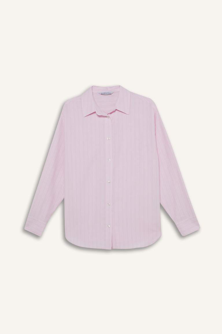 Chemise oversize en Oxford rayée à manches longues