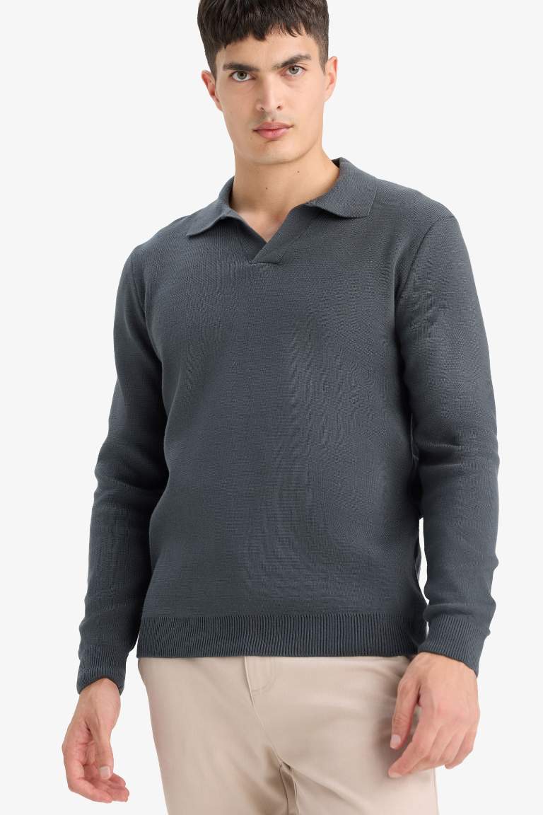 Standart Fit Polo Yaka Triko Kazak