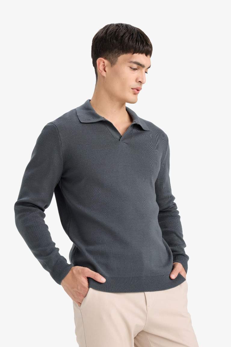 Standart Fit Polo Yaka Triko Kazak