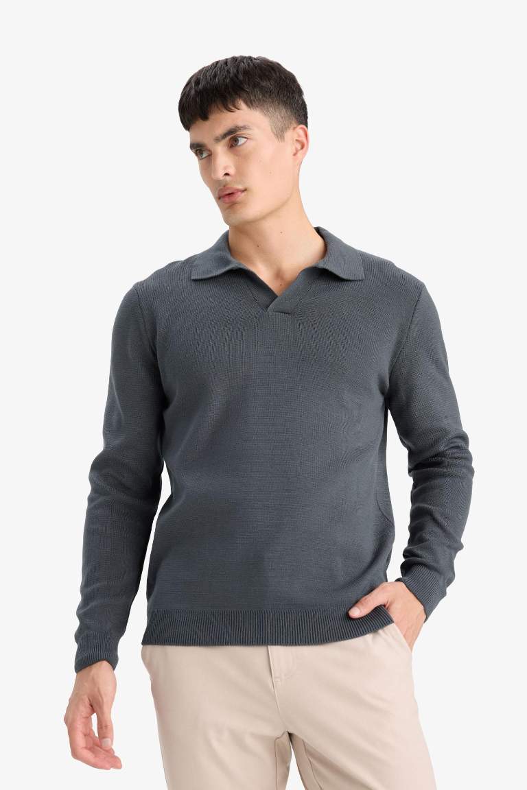 Standart Fit Polo Yaka Triko Kazak