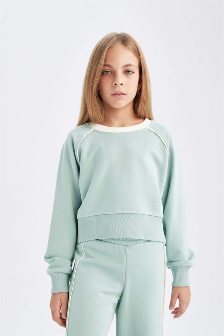 Girls' 2-Piece Jogger Set - Tricot Zip Sweatshirt & Sweatpants Outfit Green 10-12