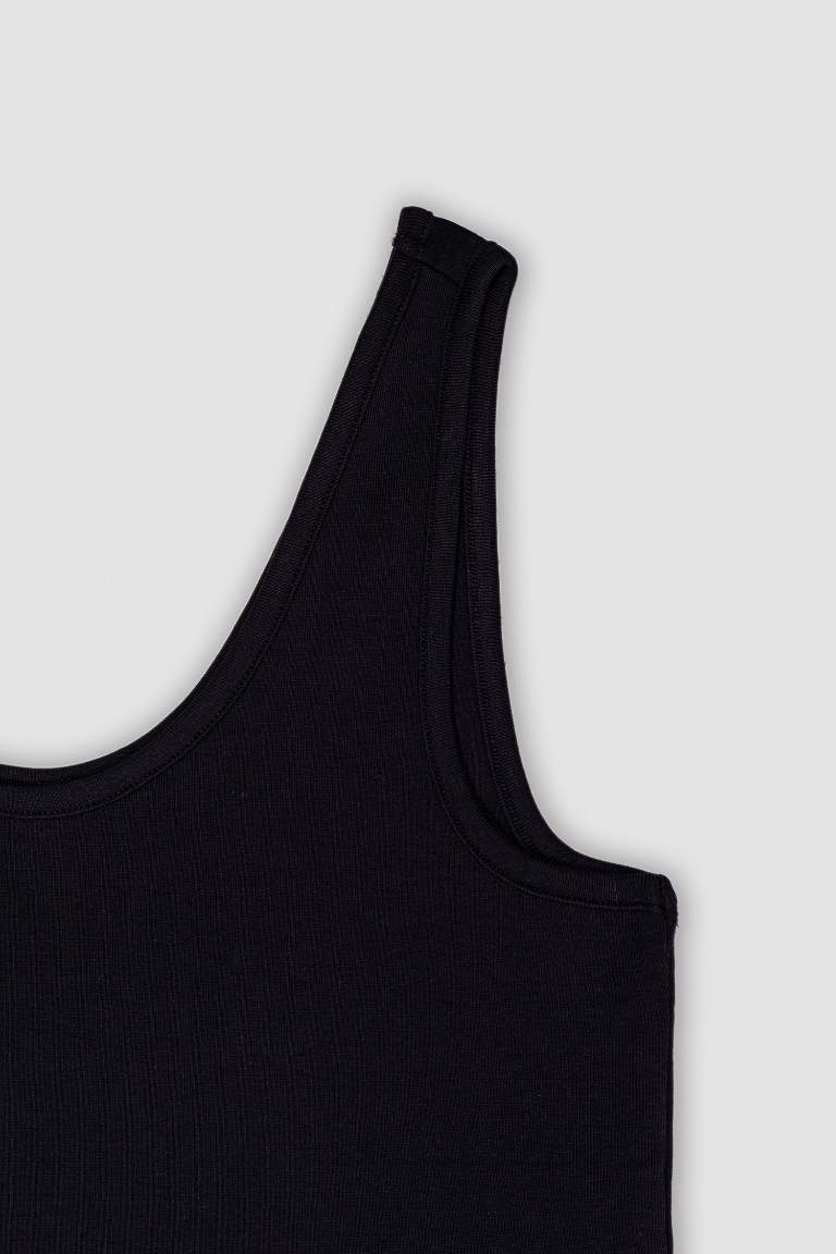 Slim Fit Basic Ribana Crew Neck Tank Top