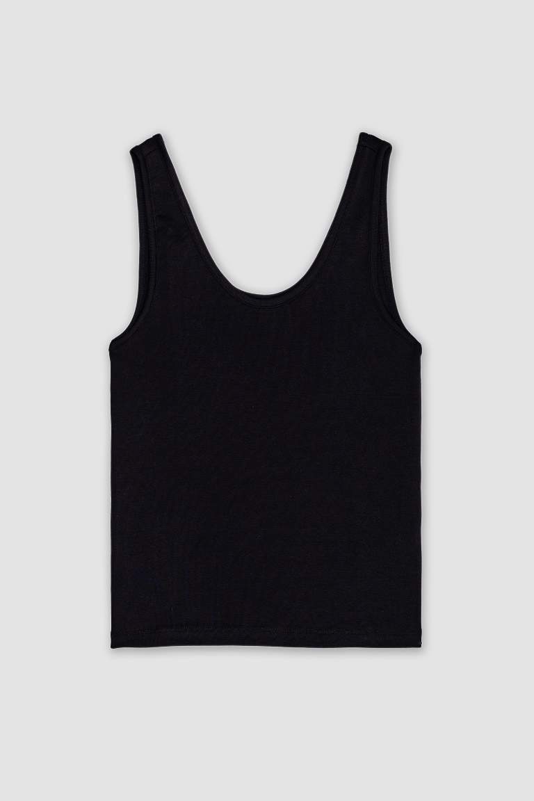 Slim Fit Basic Ribana Crew Neck Tank Top