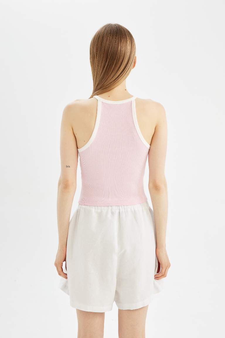 Débardeur à Camisole Slim Côtelée avec imprimé