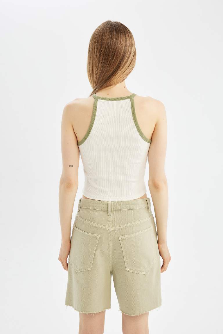 Débardeur à Camisole Slim Côtelée avec imprimé