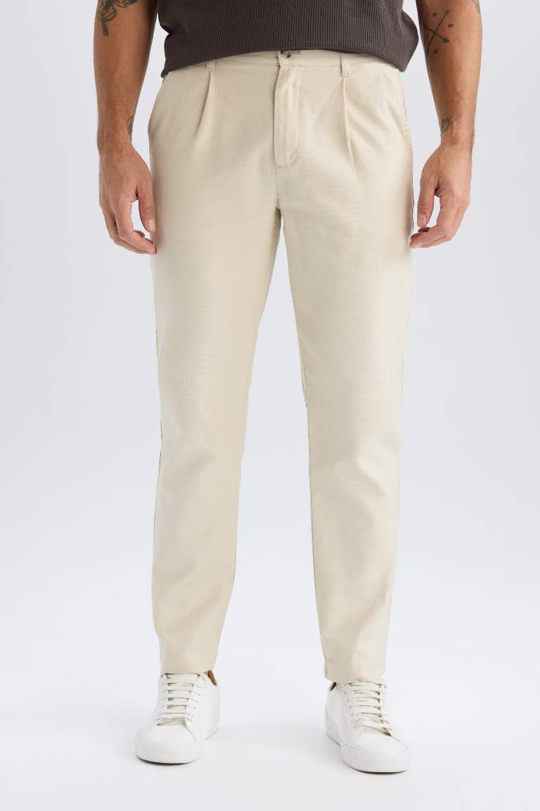 Relax Fit Regular Hem Cotton Trousers