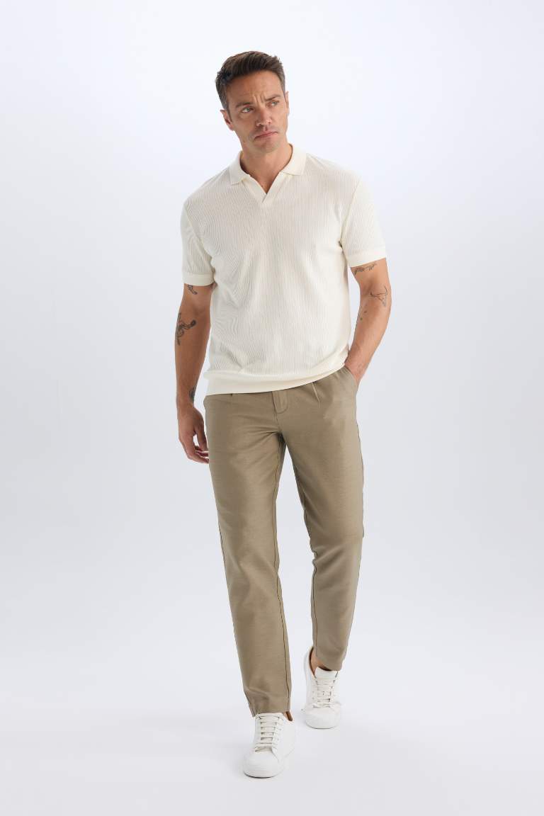 Relax Fit Straight Leg Cotton Summer Fabric Trousers