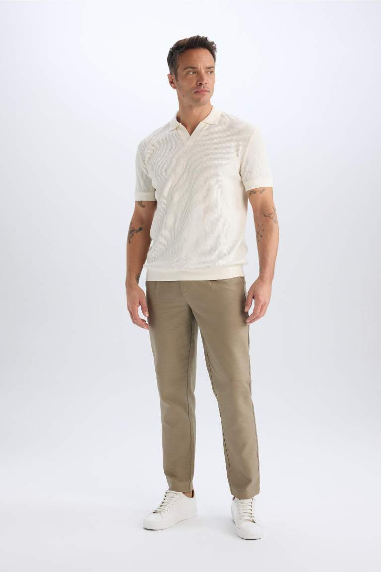 Relax Fit Straight Leg Cotton Summer Fabric Trousers