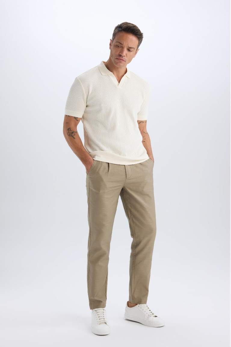 Relax Fit Straight Leg Cotton Summer Fabric Trousers