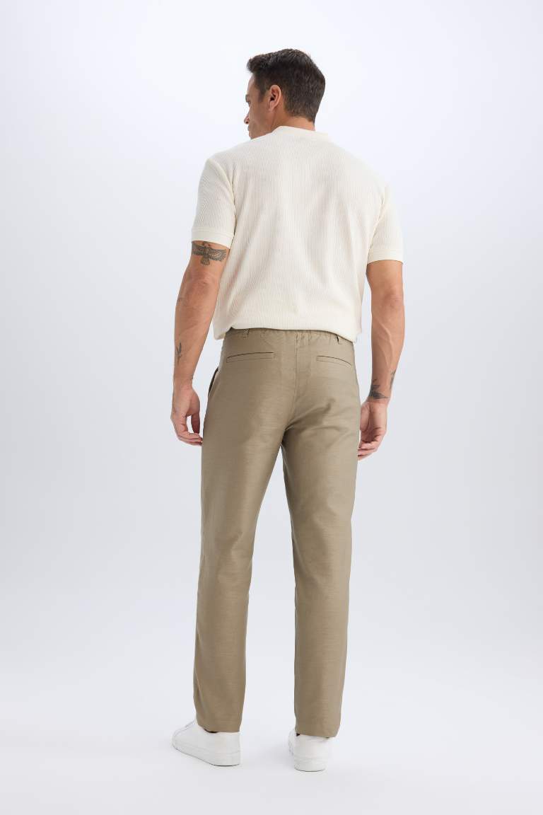 Pantalon en coton à jambe droite Coupe décontractée