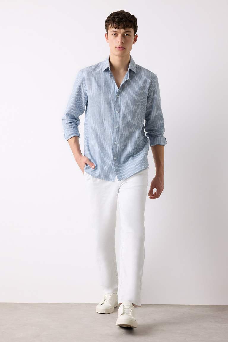 Relax Fit Straight Leg Cotton Summer Fabric White Trousers