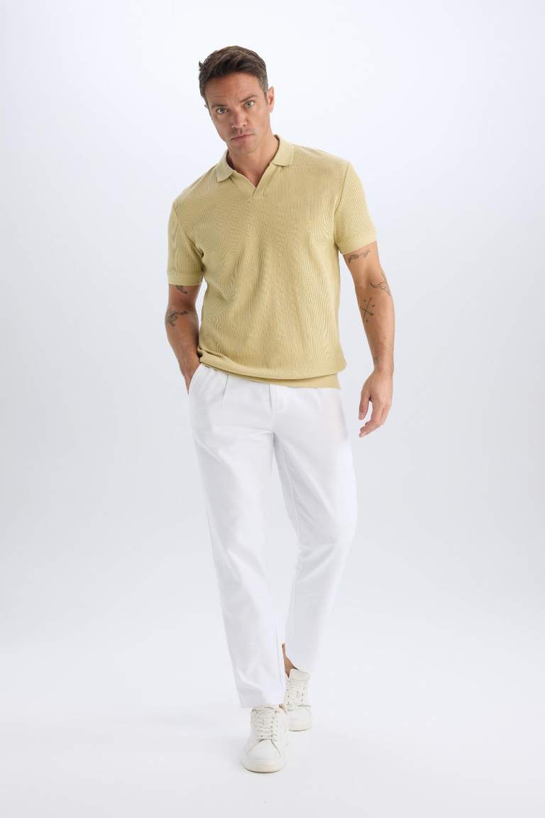 Relax Fit Straight Leg Cotton Summer Fabric White Trousers