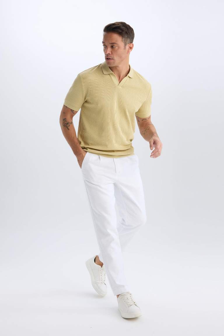 Relax Fit Straight Leg Cotton Summer Fabric White Trousers