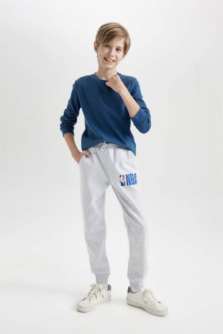 Erkek Çocuk NBA Wordmark Gri Beli Paçası Lastikli Cepli Jogger Eşofman Altı