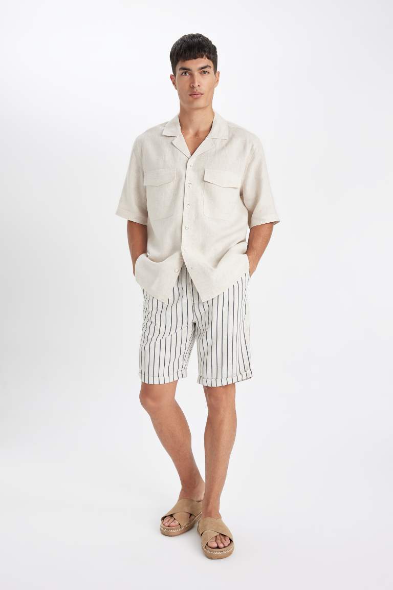 Linen Blend Bermuda Shorts