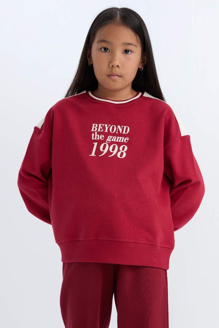 Girl Relax Fit Crew Neck Printed Sweatshirt