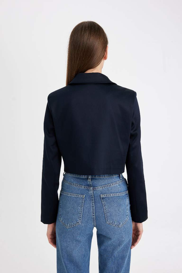 Shirt Collar Crop Blazer Jacket