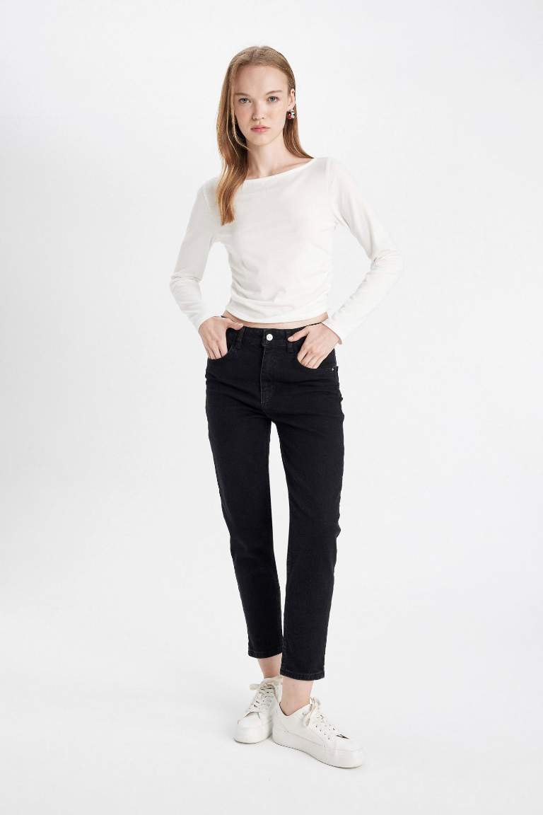 Comfort Mom High Waist Ankle Length Jeans