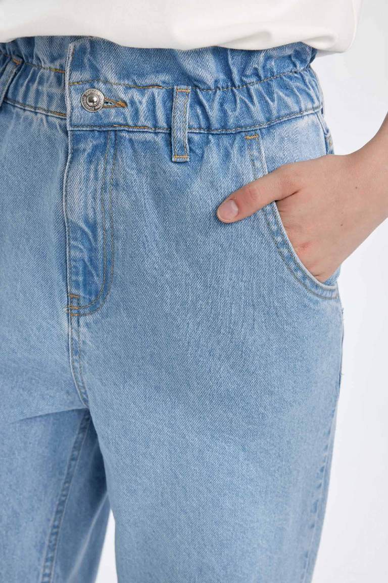 Paperbag High Waist Short Leg Jeans