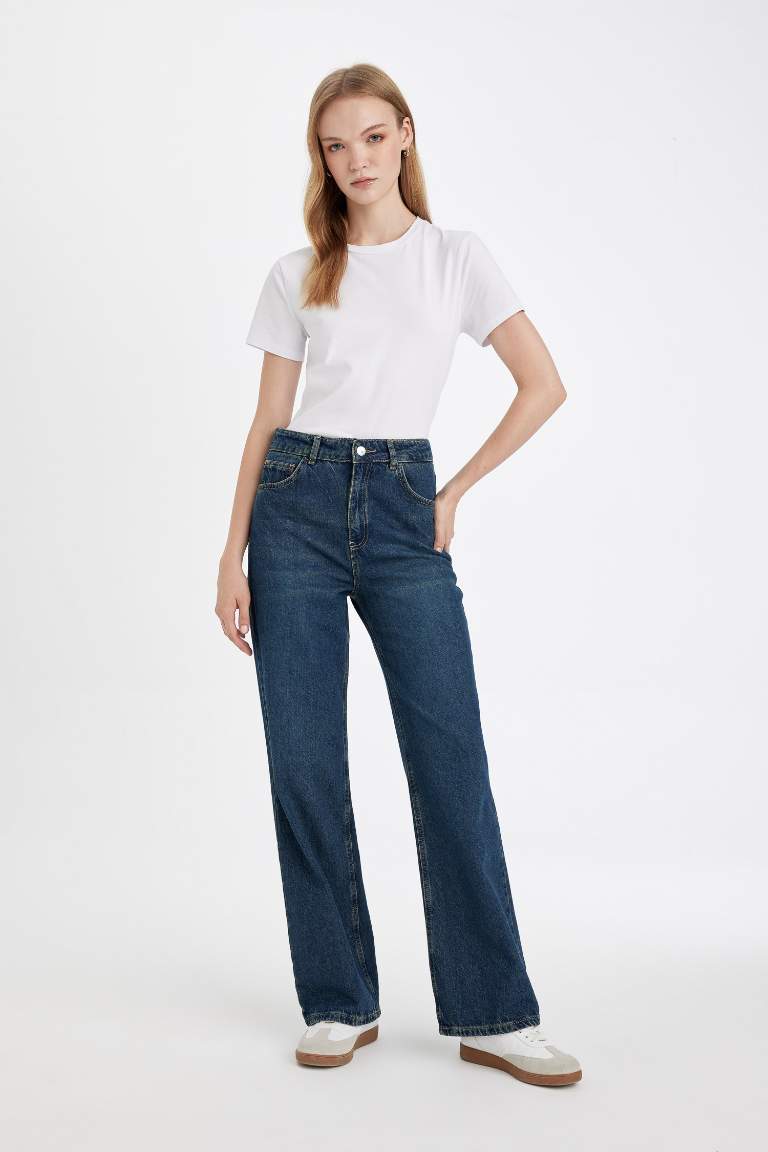 90's Wide Leg High Waist Long Jeans