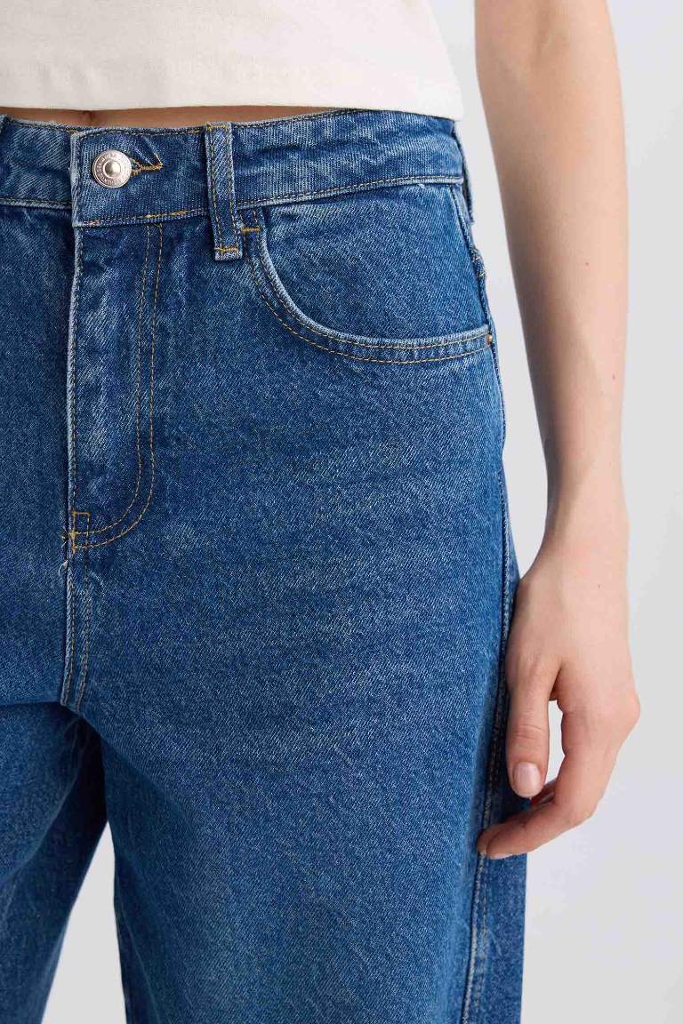 Carrot Fit High Waist Ankle Length Washed Jeans