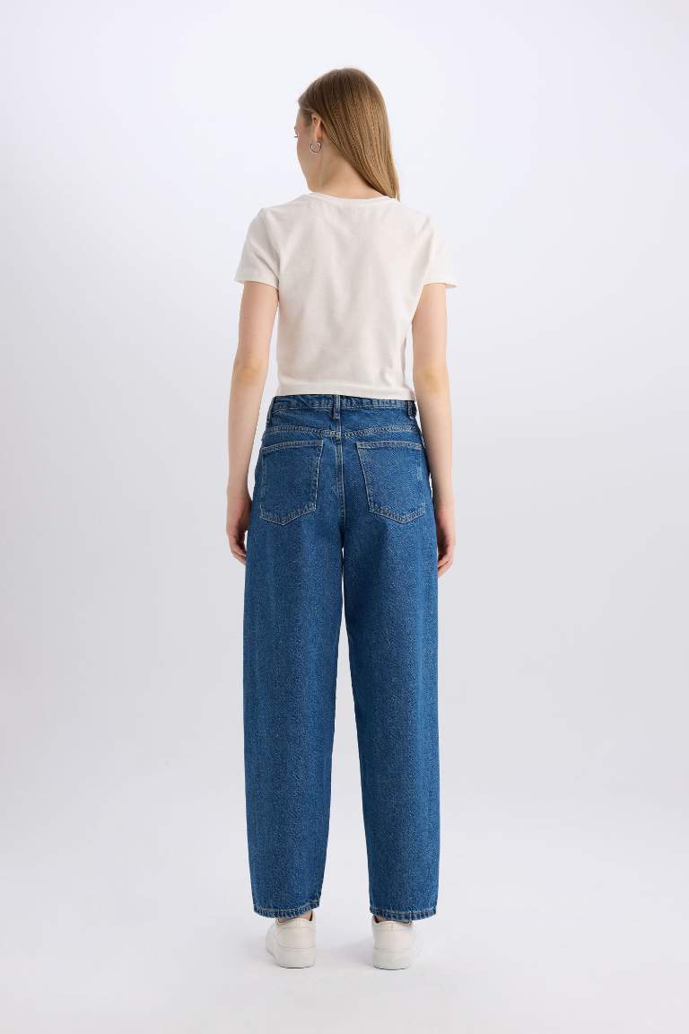 Carrot Fit High Waist Ankle Length Washed Jeans