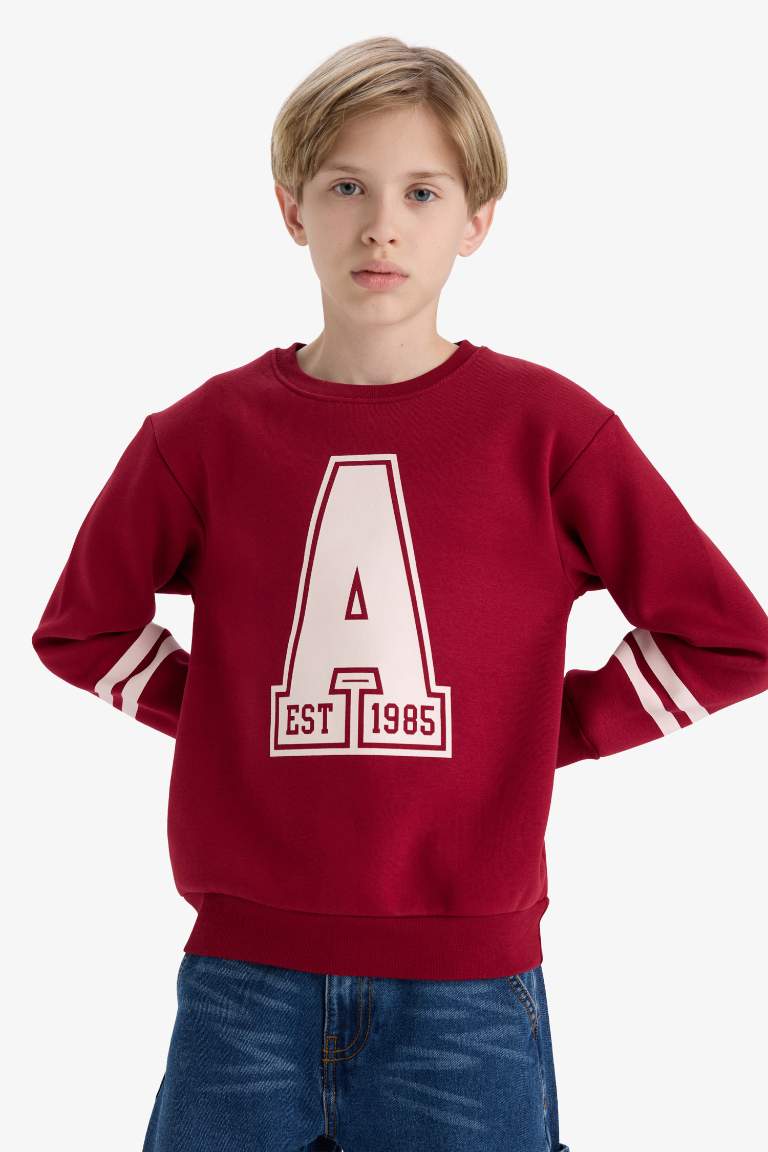 Erkek Çocuk Bisiklet Yaka Baskılı Sweatshirt