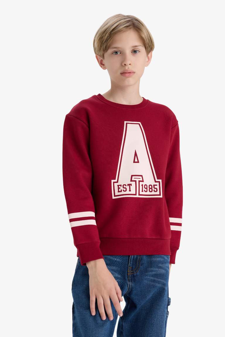 Erkek Çocuk Bisiklet Yaka Baskılı Sweatshirt