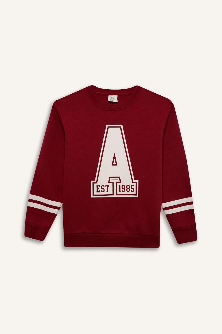 Erkek Çocuk Bisiklet Yaka Baskılı Sweatshirt