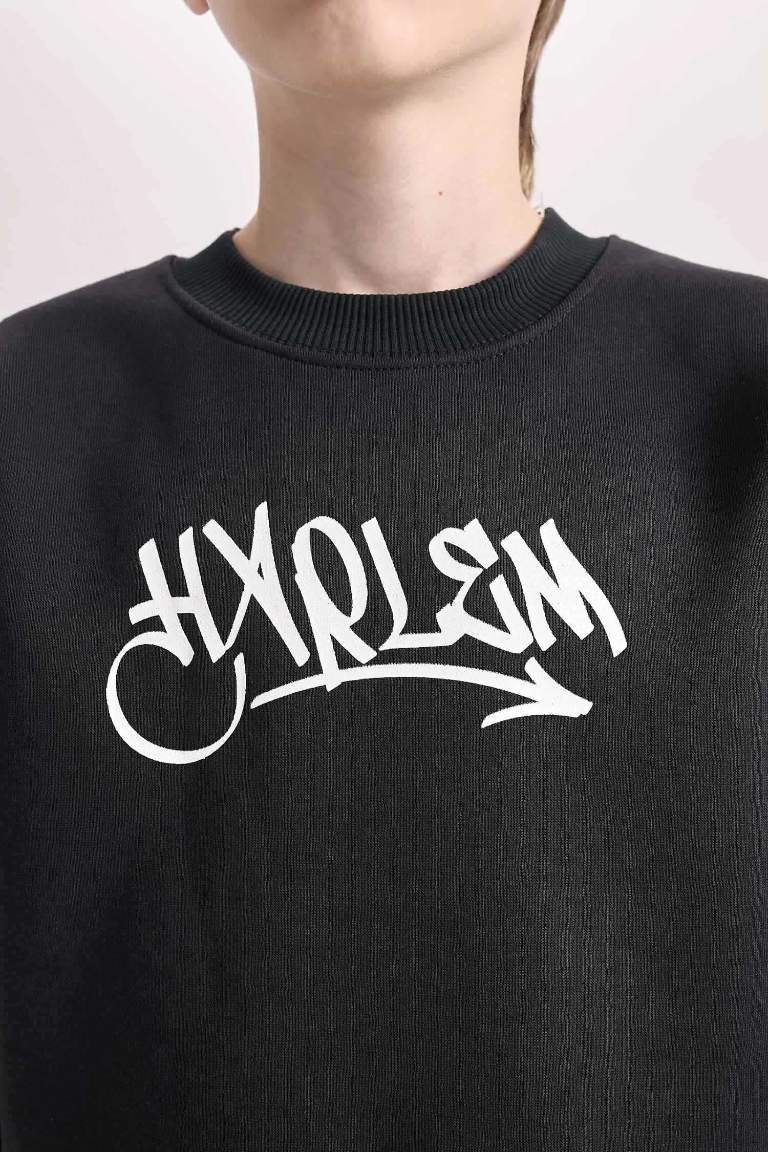 Boy Crew Neck Back Printed Thick Sweatshirt