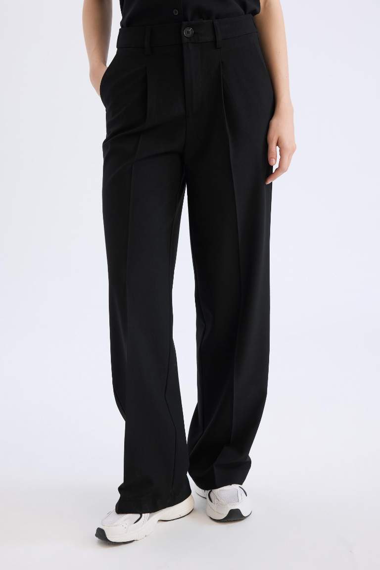 Wide Leg Double Pocket High Waist Pants