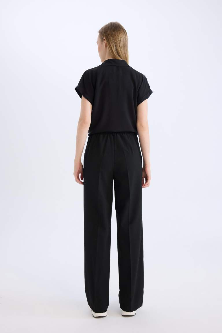 Wide Leg Double Pocket High Waist Pants