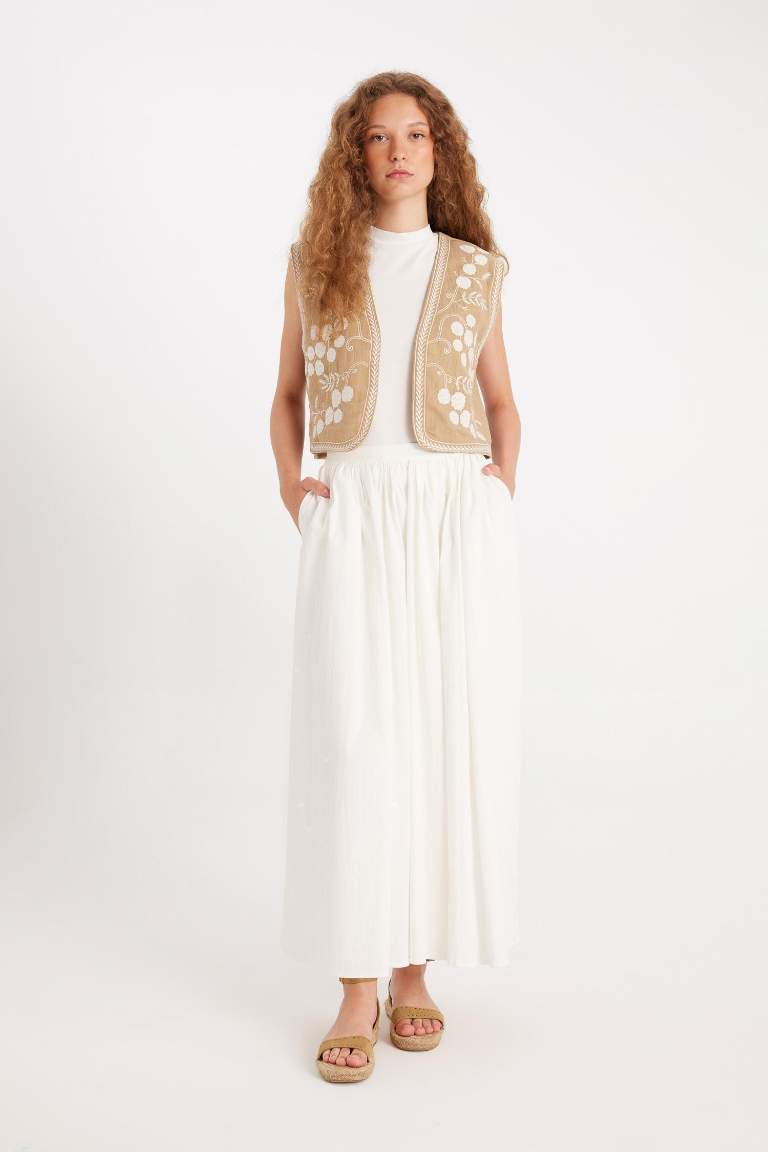 Manuka x DeFacto A Kesim Poplin Maxi Etek