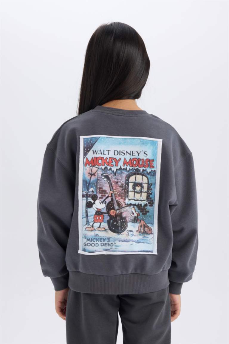 Girl Disney Mickey Mouse &Friends Oversize Fit Back Printed Sweatshirt