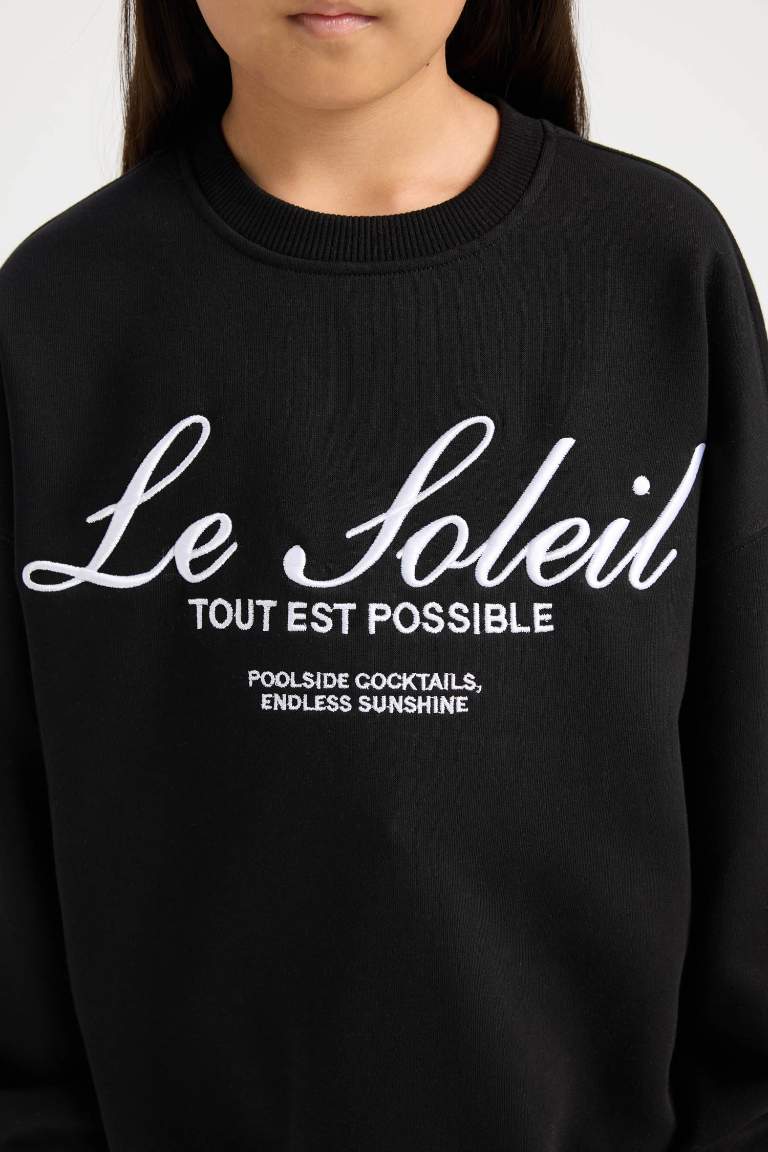 Sweatshirt Oversize à col rond imprimé pour Fille